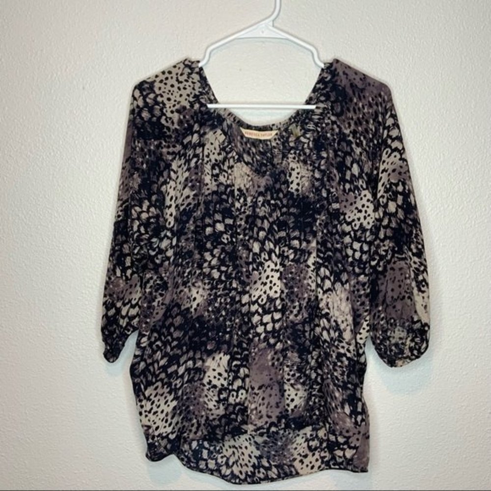 Rebecca Taylor Silk Cheetah Print Blouse Size 4